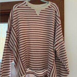 American Eagle Outfitters Cream and Red Knit Sweater